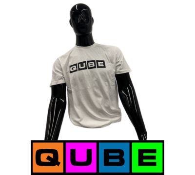 Photograph of product: Qube | White Shirt | Solid Logo | Medium