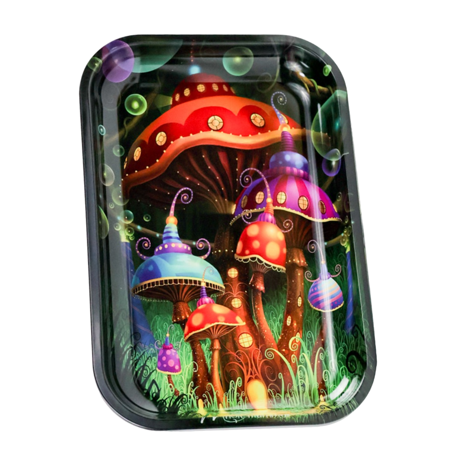 Photograph of product: Trippy Shroom & Geometric Rolling Tray | 11" x 7.5" | Assorted Colors