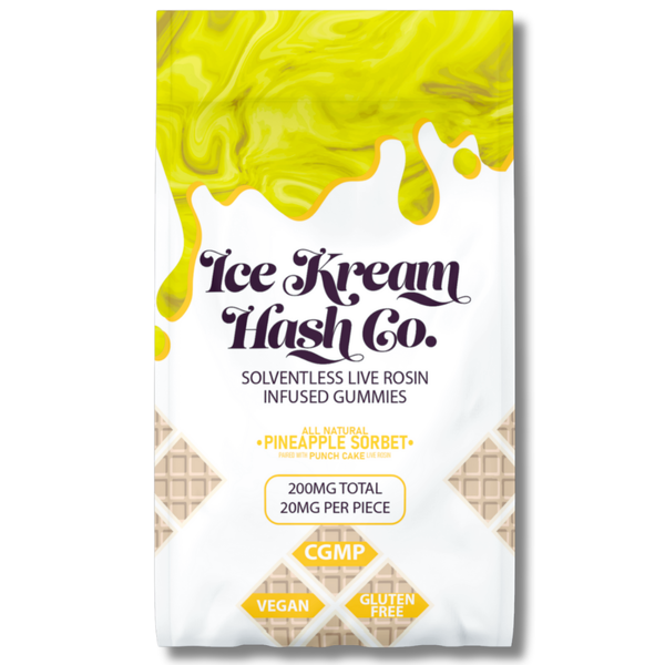 Photograph of product: Pineapple Sorbet | 20mg x 10pk | Rosin Infused | Ice Kream au chocolat Co.