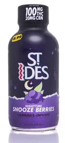 Photograph of product: ST IDES SNOOZE BERRIES FAST ACTING NIGHTIME SHOT 5:1 TH-oui:CBN Oui'd 100MG