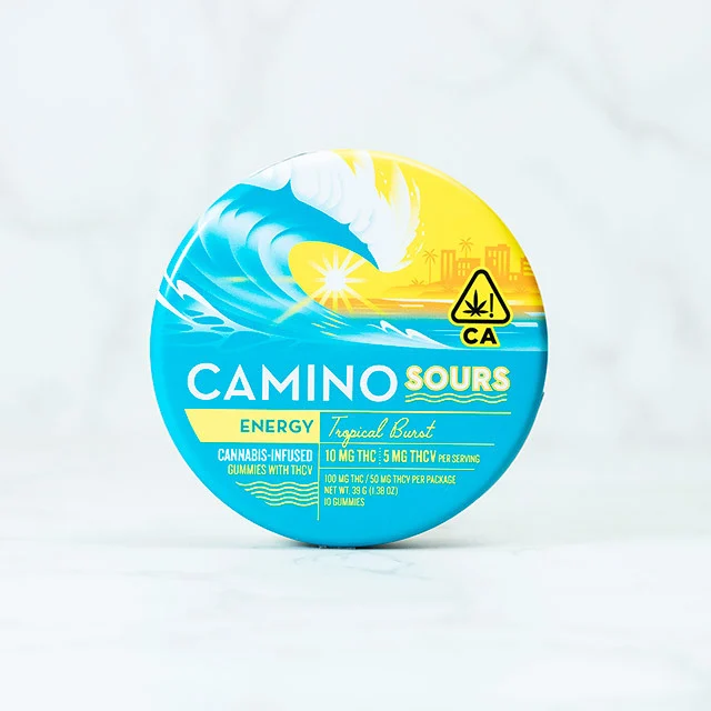 Photograph of product: Tropical Burst (Sours) "Energy" Gummies 10pk 100mg TH-oui/50mg TH-ouiv (10mg TH-oui/5mg TH-ouiv per Gummy