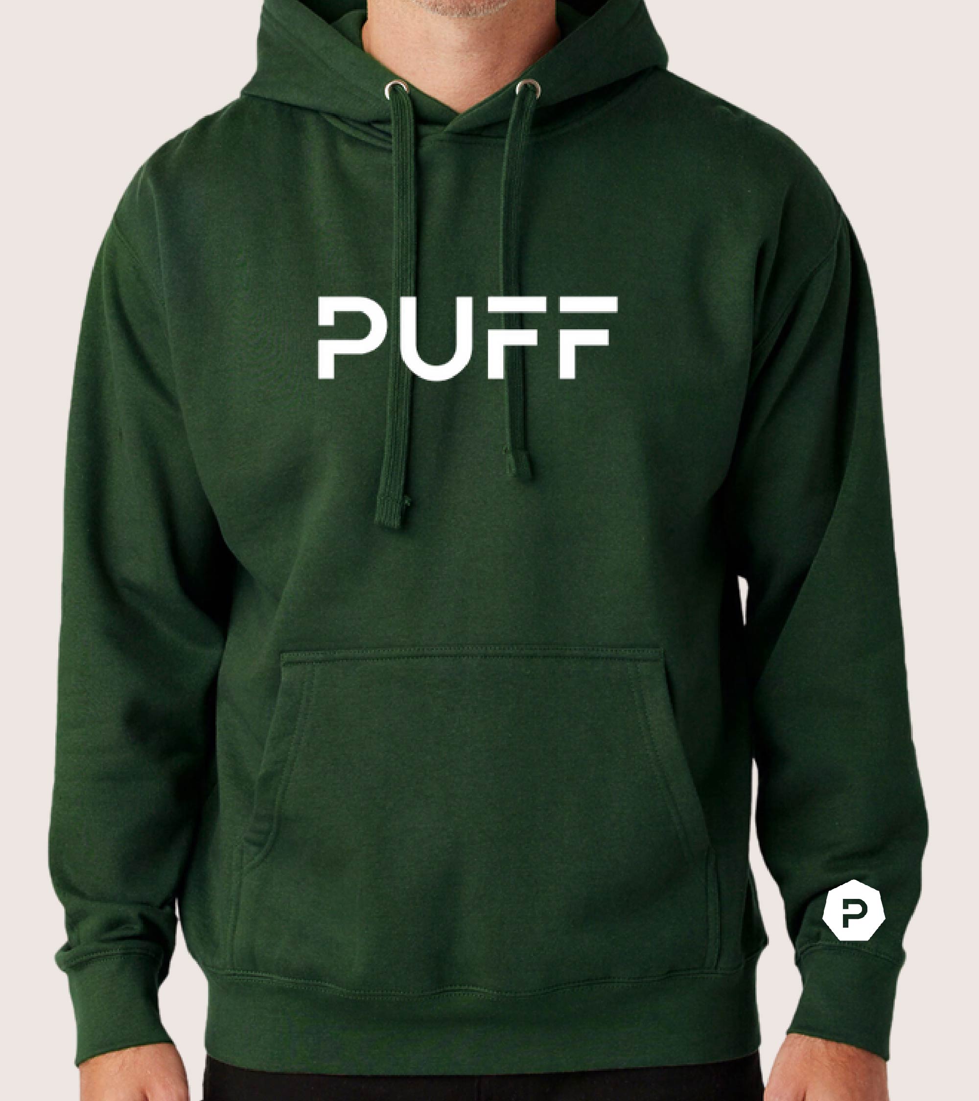 Photograph of product: Forest Green Puff Pullover Hoodie- XS