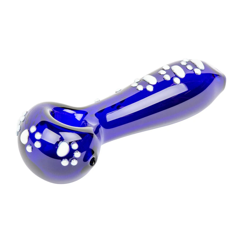 Photograph of product: Red Eye Glass 4.5" Paw Print Hand Pipe - Blue