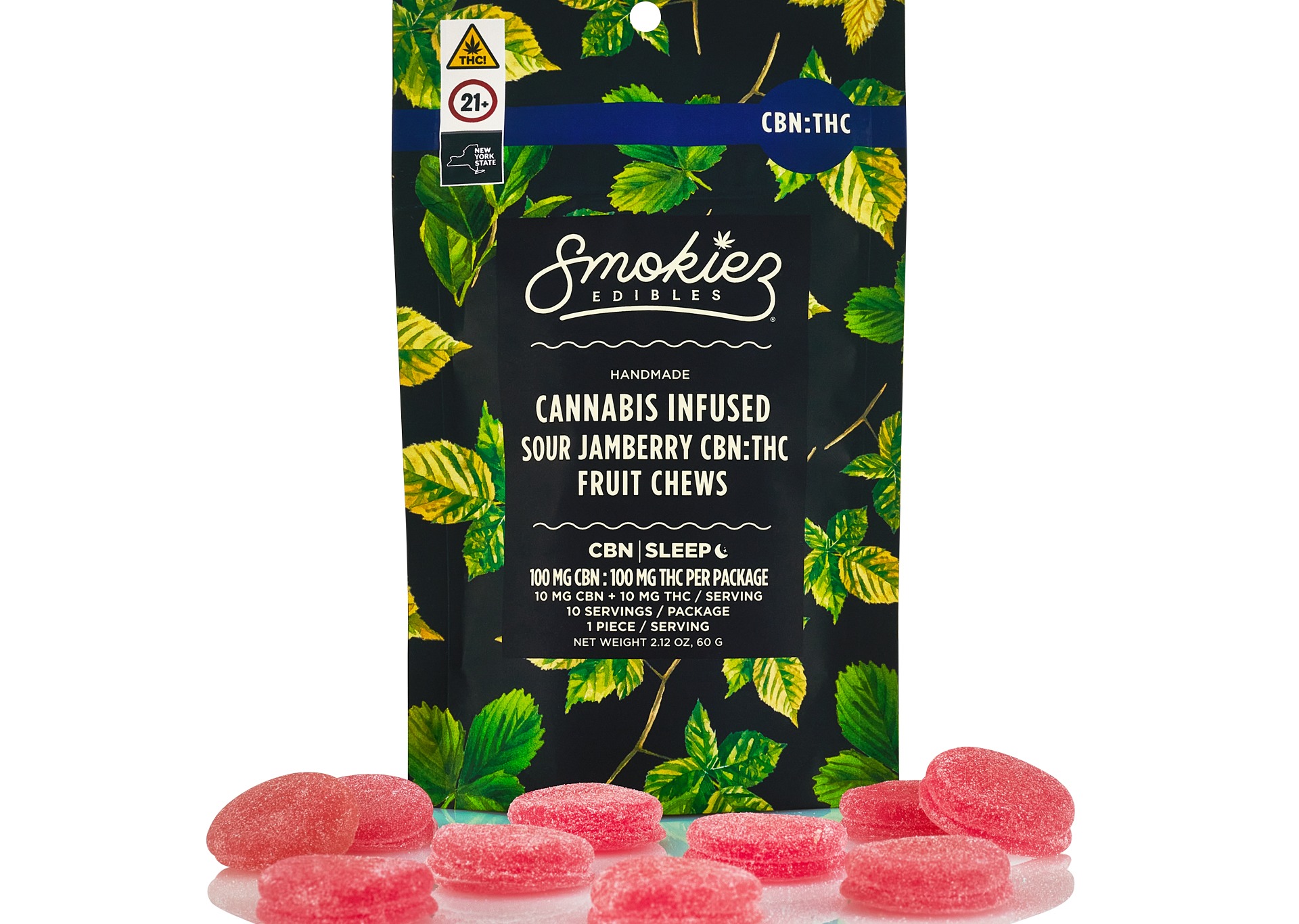 Photograph of product: Smokiez | Sour Jamberry | 1:1 TH-oui / CBN | 10pk