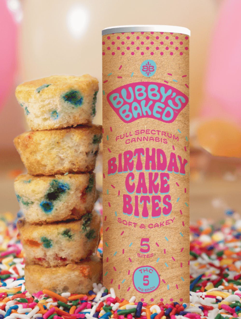 Photograph of product: Birthday Cake (5 pack) | Cake Bites | 25mg