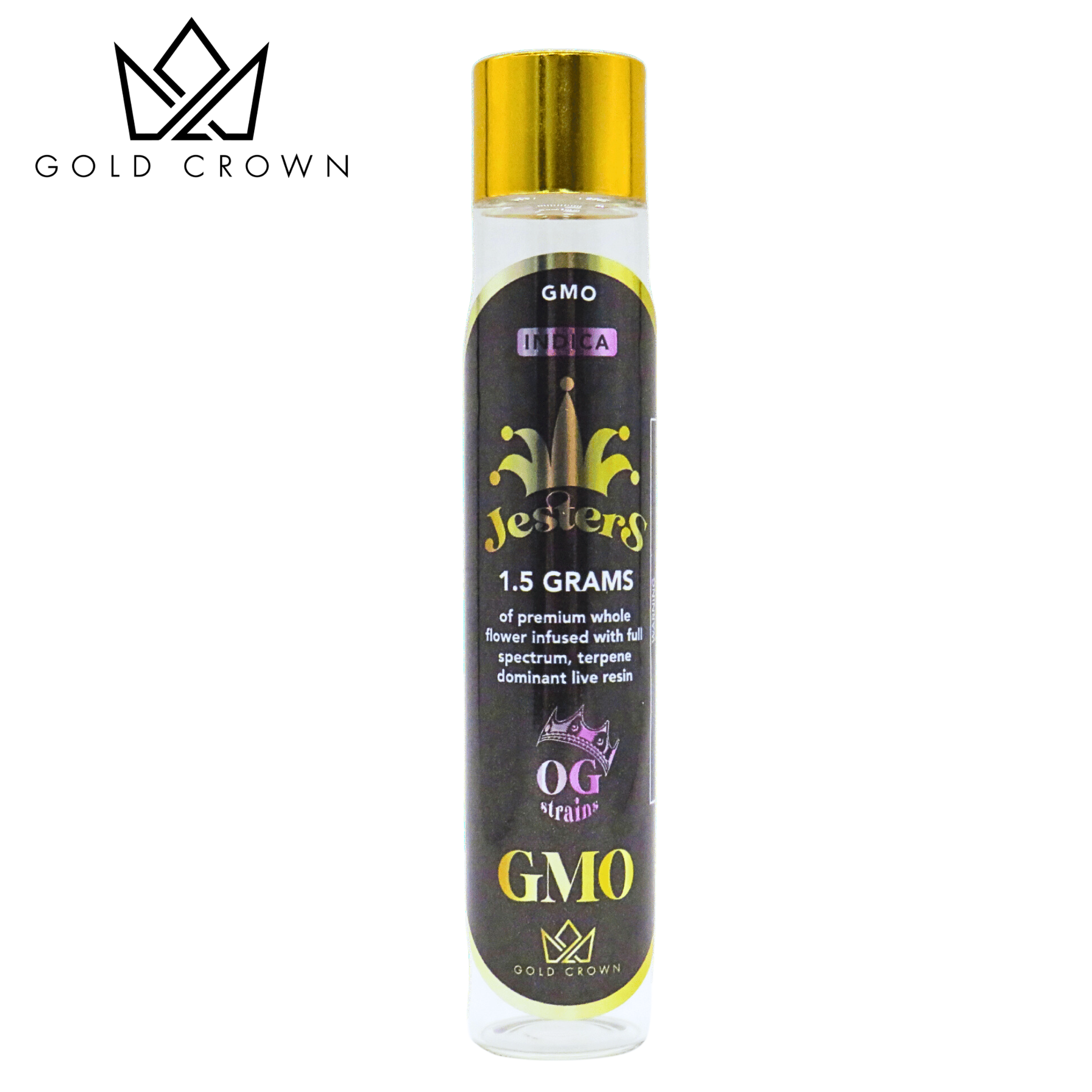 Photograph of product: Jesters By Gold Crown - 1.5g Infused Preroll - OG GMO Oui'd