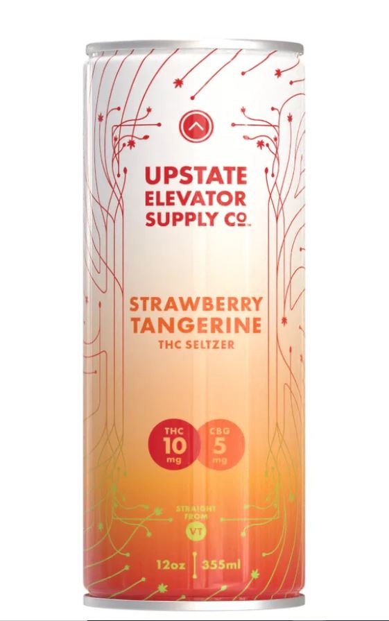 Photograph of product: UESC  | Strawberry-Tangerine Seltzer TH-oui (10mg): CBG (5mg) | 12oz