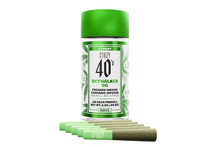 Photograph of product: STIIIZY | Skywalker OG | 0.5g Infused Pre-Rolls | 5pk