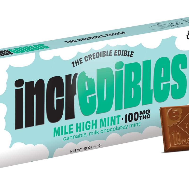 Photograph of product: Mile High Mint (H) - 100mg Chocolate Bar - Incredibles