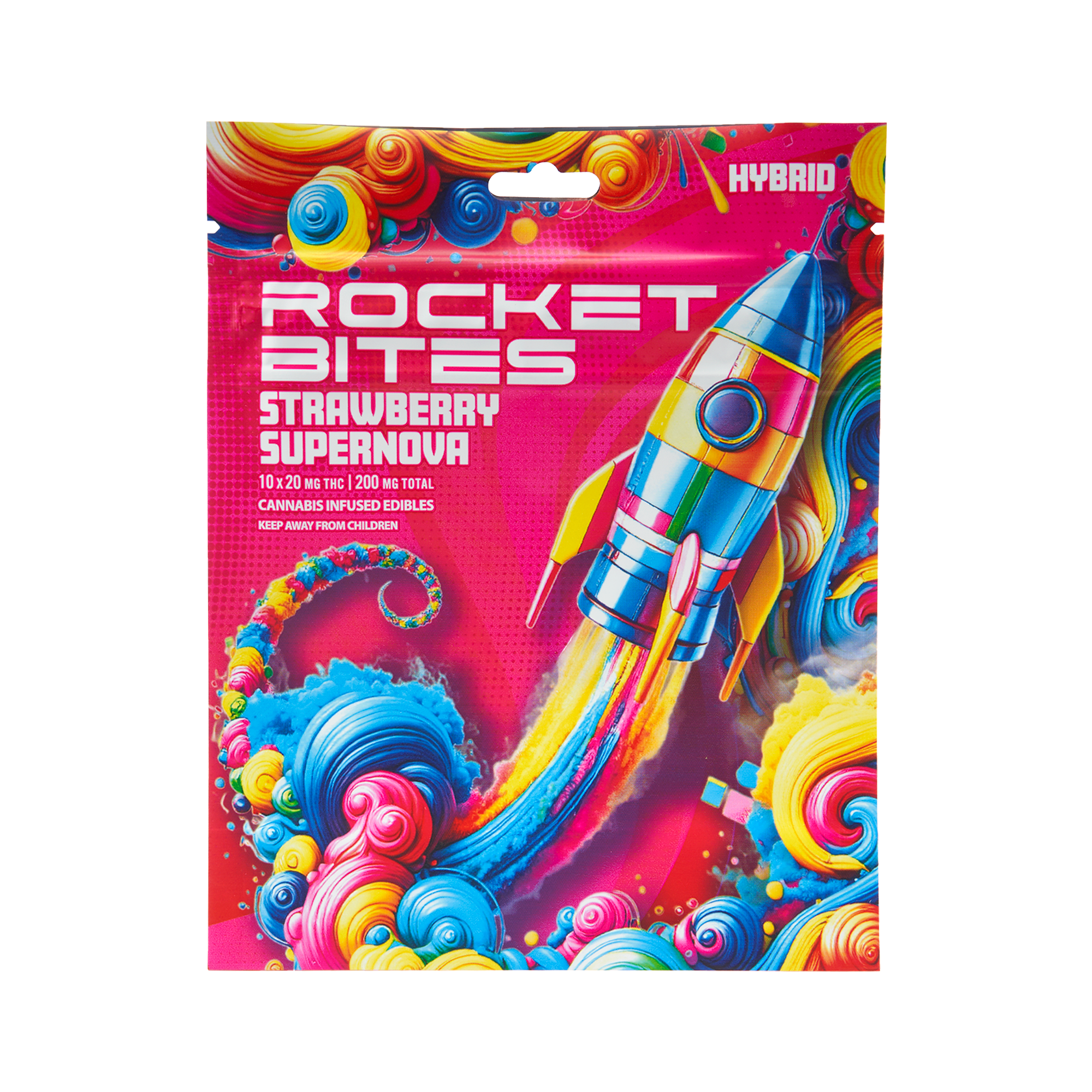 Photograph of product: Rocket Bites Strawberry Super Nova Gummies 200mg