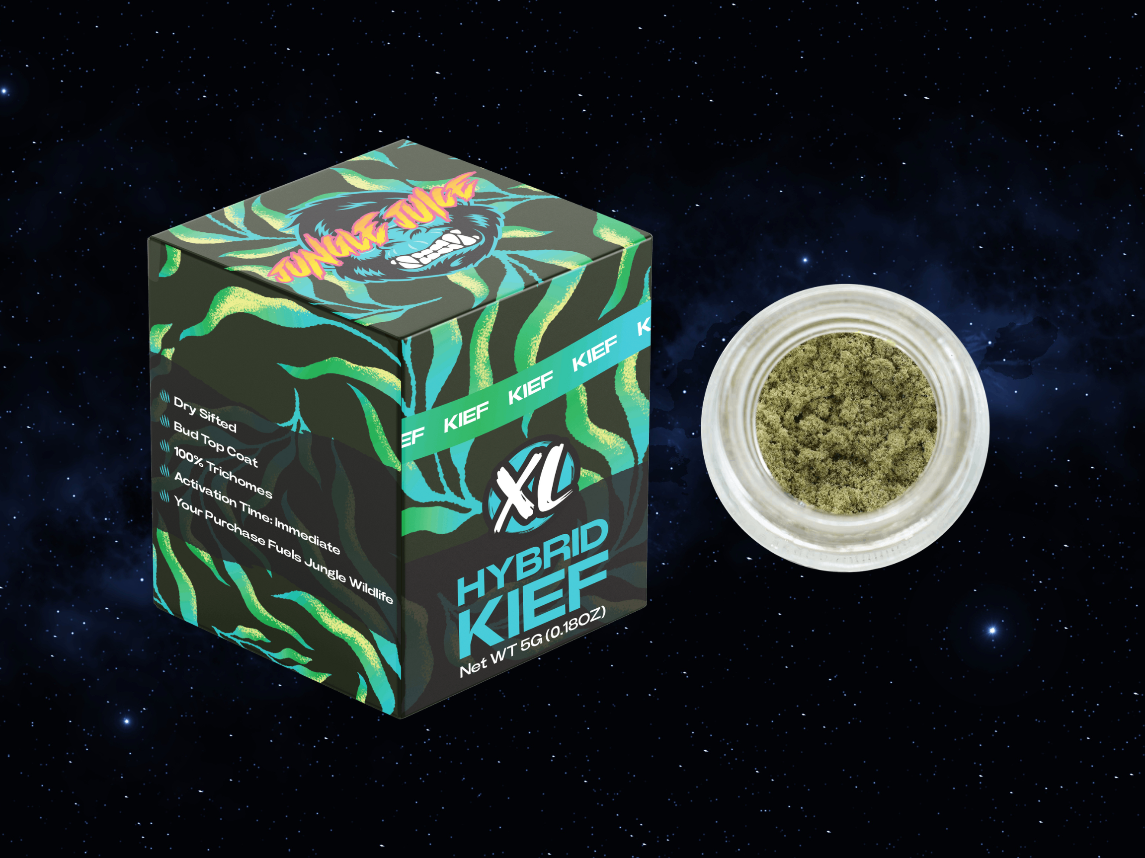 Photograph of product: Jungle Juice Prepacked Kief Pure Michigan Hybrid - 5g