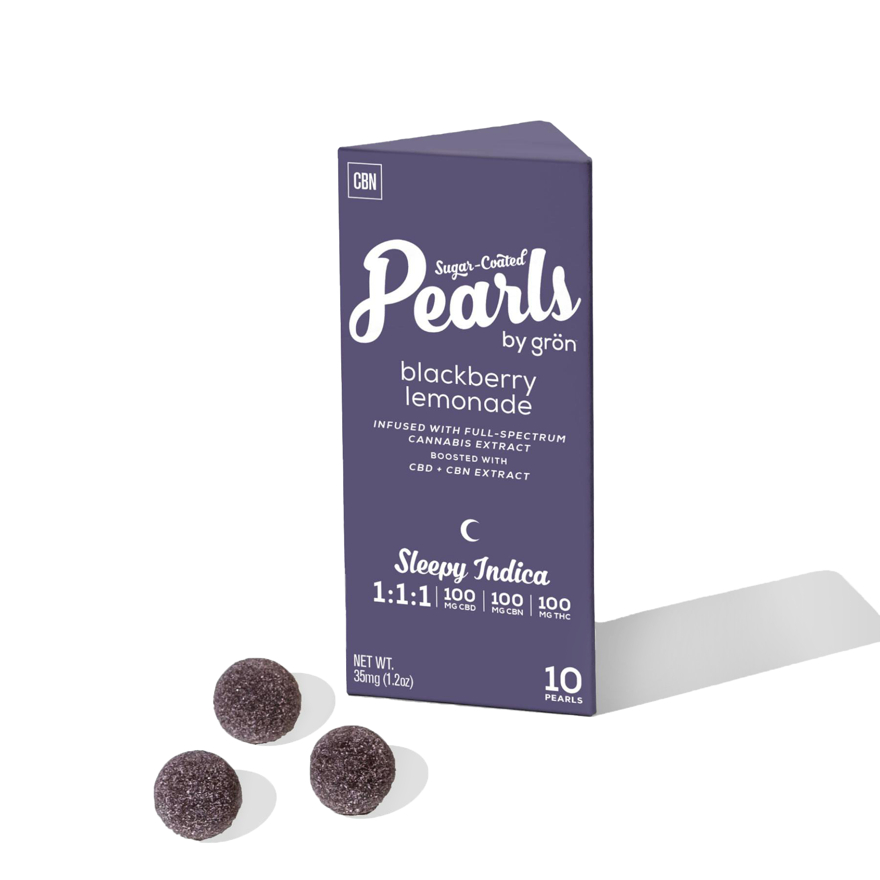 Photograph of product: Grn | Blackberry Lemonade Pearls | 10 Pack 100mg 1:1:1 TH-oui:CBN:CBD