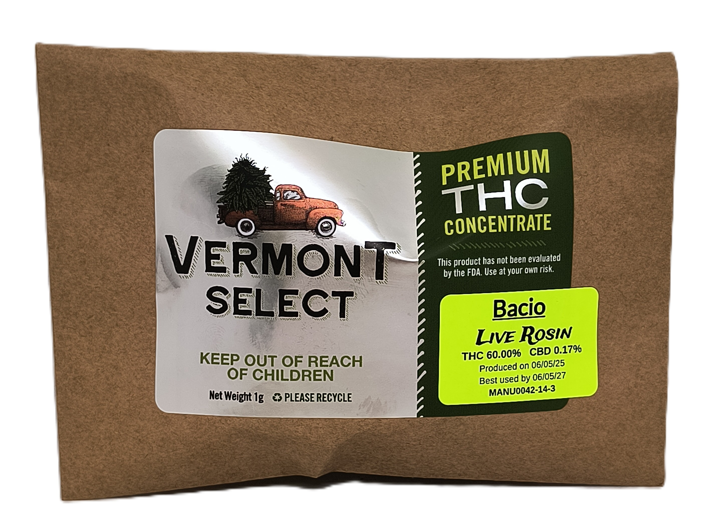Photograph of product: Bacio Live Rosin | Vermont Select
