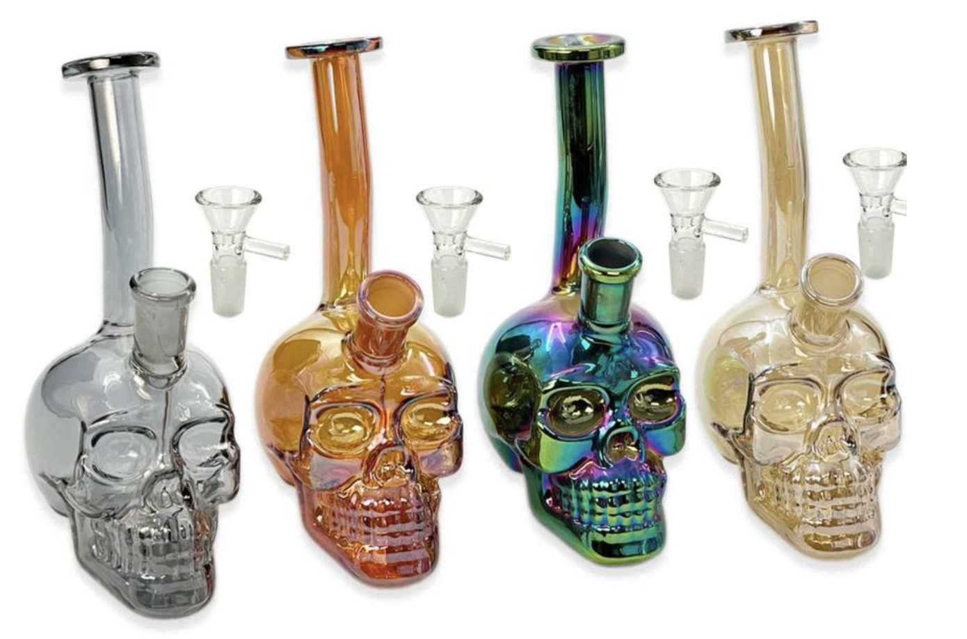Photograph of product: Skull 6" Bong (Iridescent Rainbow or Smoke Glass)