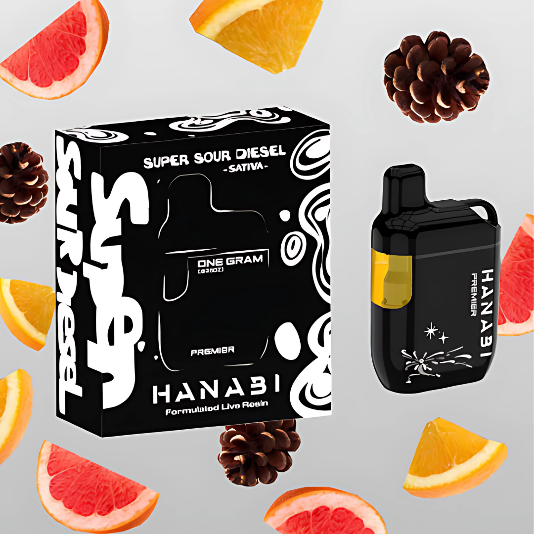 Photograph of Product: Hanabi - Super Sour Diesel - Disposable Cart 1G LR Diamond Sativa