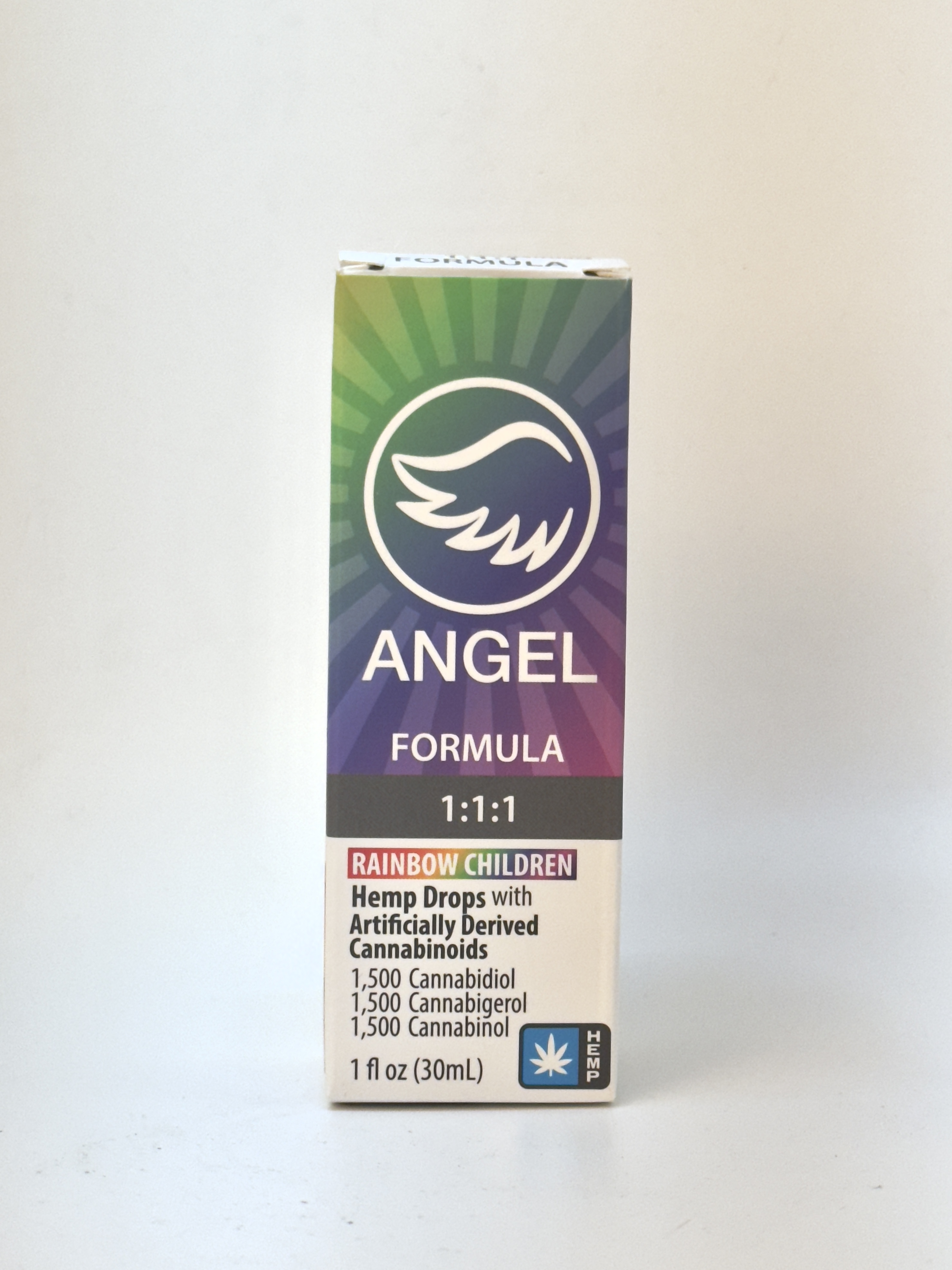 Photograph of product: Angel - 1, 1:1:1 CBD:CBG:CBN Rainbow Children Tincture