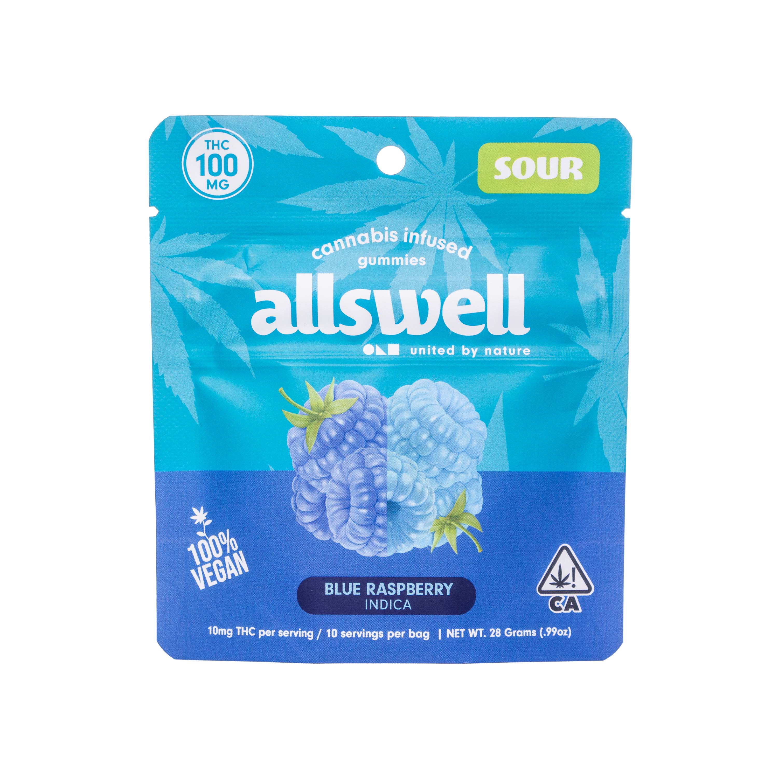 Photograph of product: Allswell | Sour Blue Raspberry Gummies (100mg TH-oui)