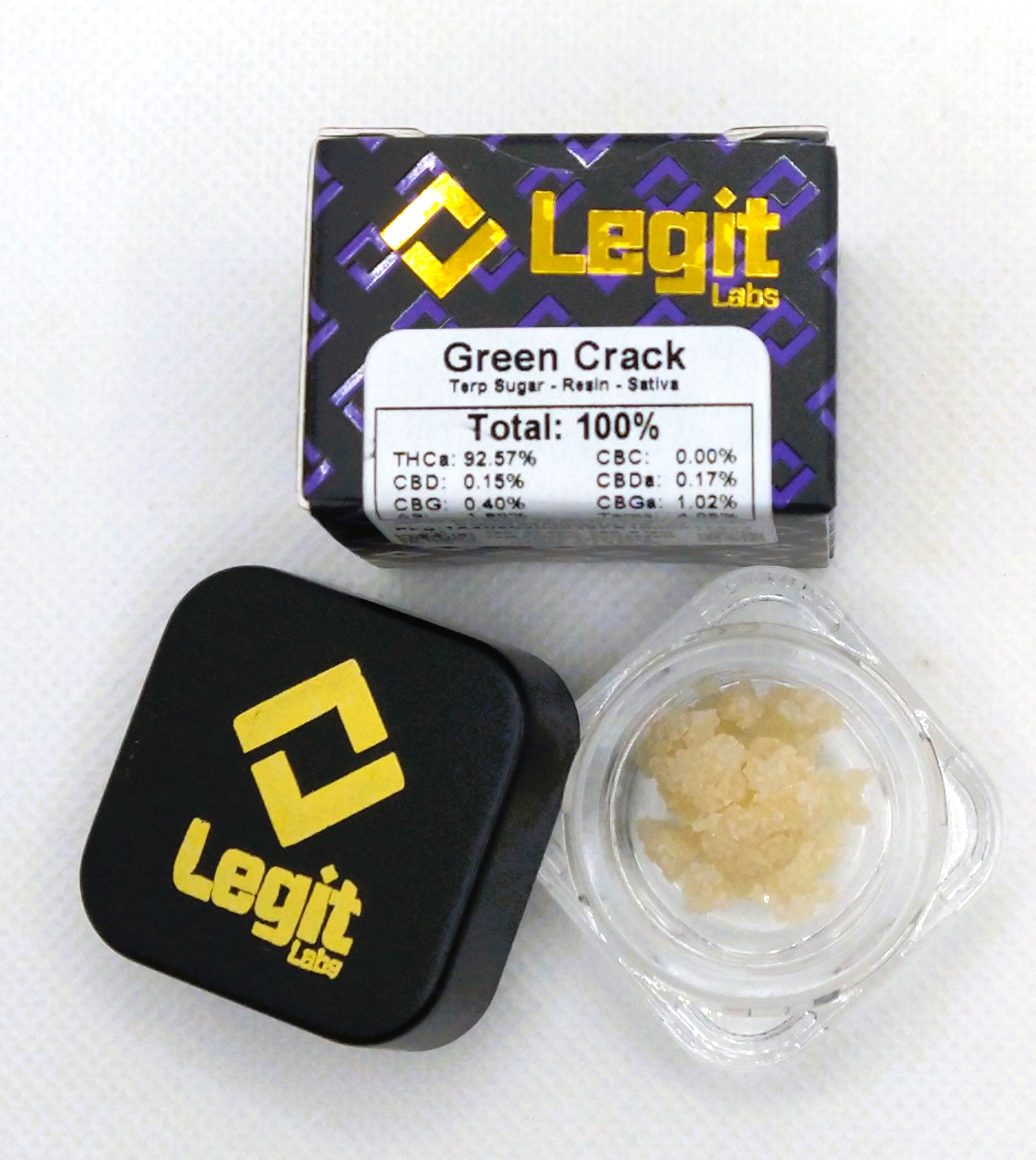 Photograph of product: Legit Labs | Green Crack | Terp Sugar Concentrate | Oui'd