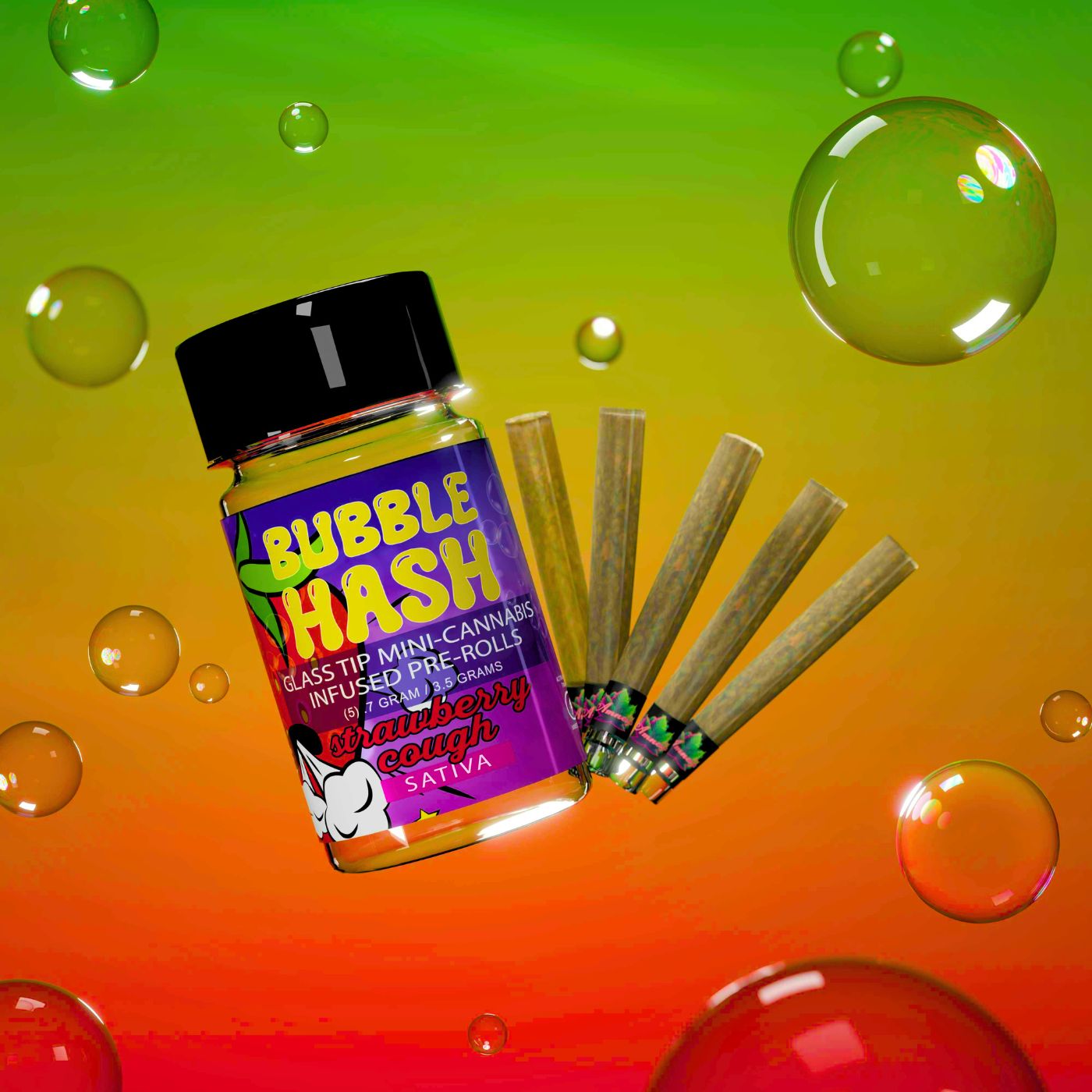 Photograph of product: Amnesia - Strawberry Cough Bubble au chocolat Infused Glass Tip PR 5pk