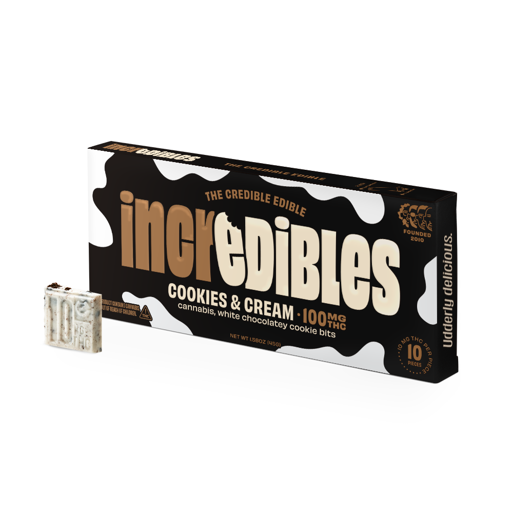Photograph of product: Incredibles Chocolates 100mg- Cookies and Cream