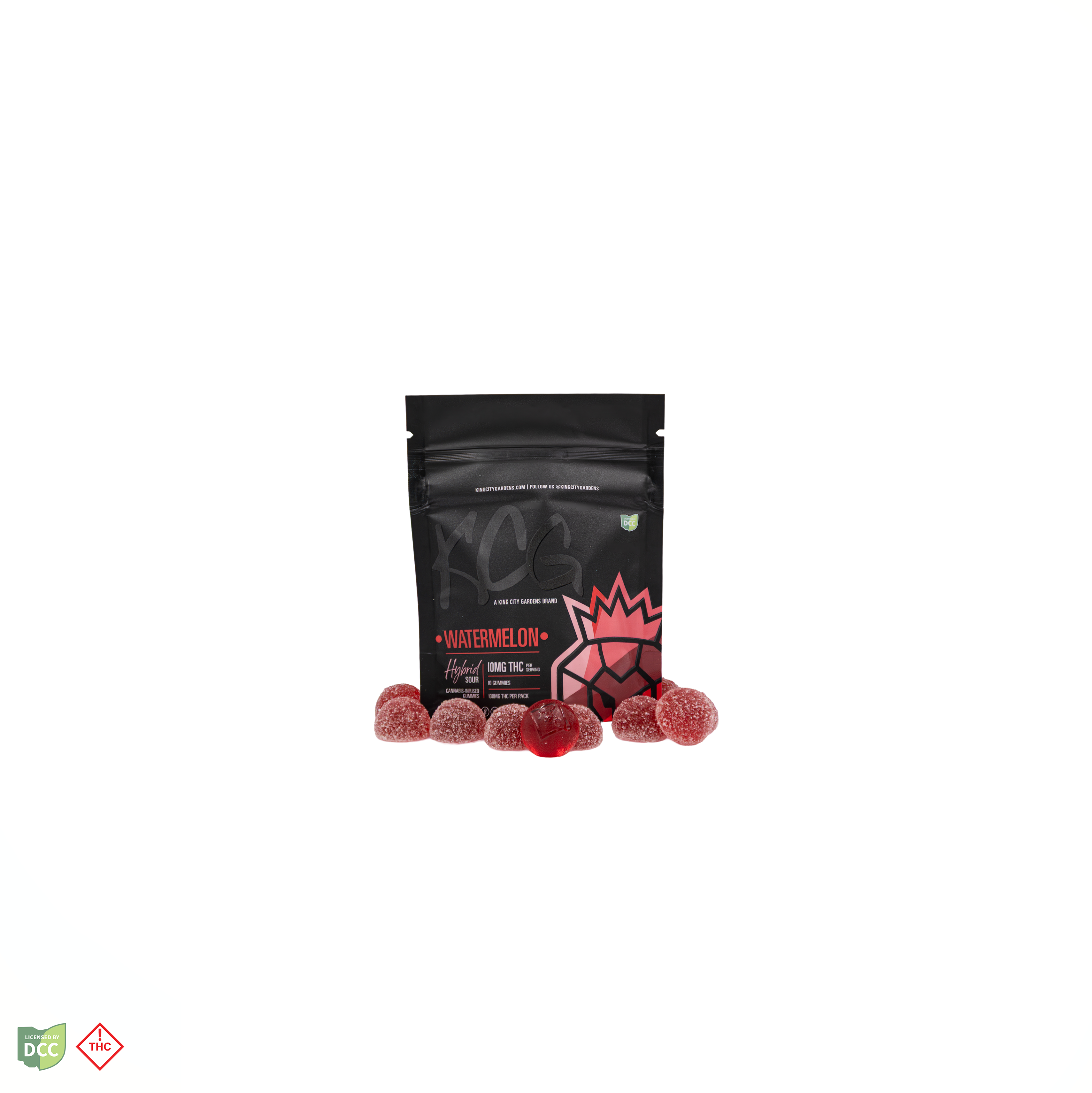 Photograph of product: King City Gardens: Sour Watermelon - Liquid Diamond Gummies 10pk 100mg