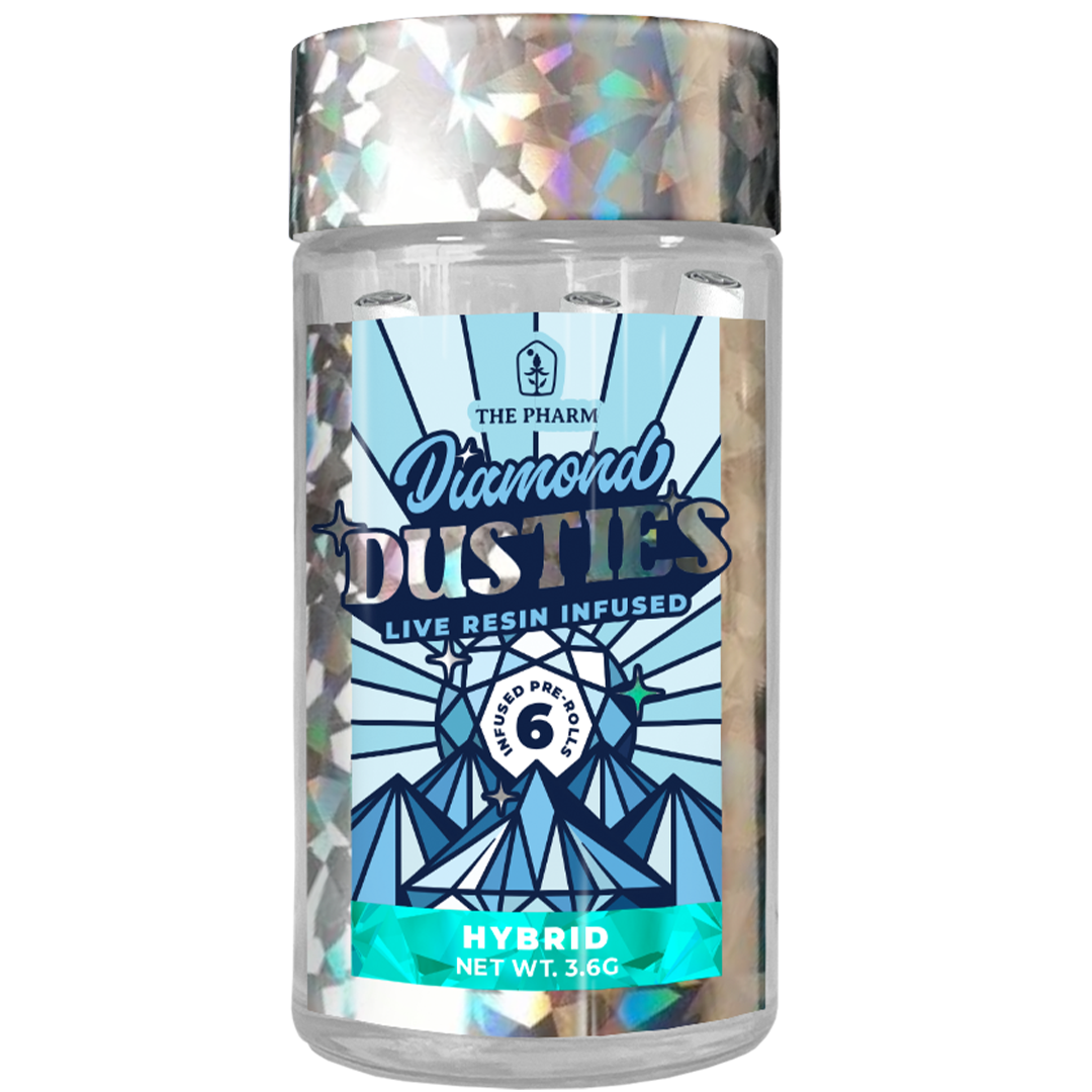 Photograph of product: Diamond Dusties LR Infused Pre-Rolls (6pk) - Emerald Hybrid