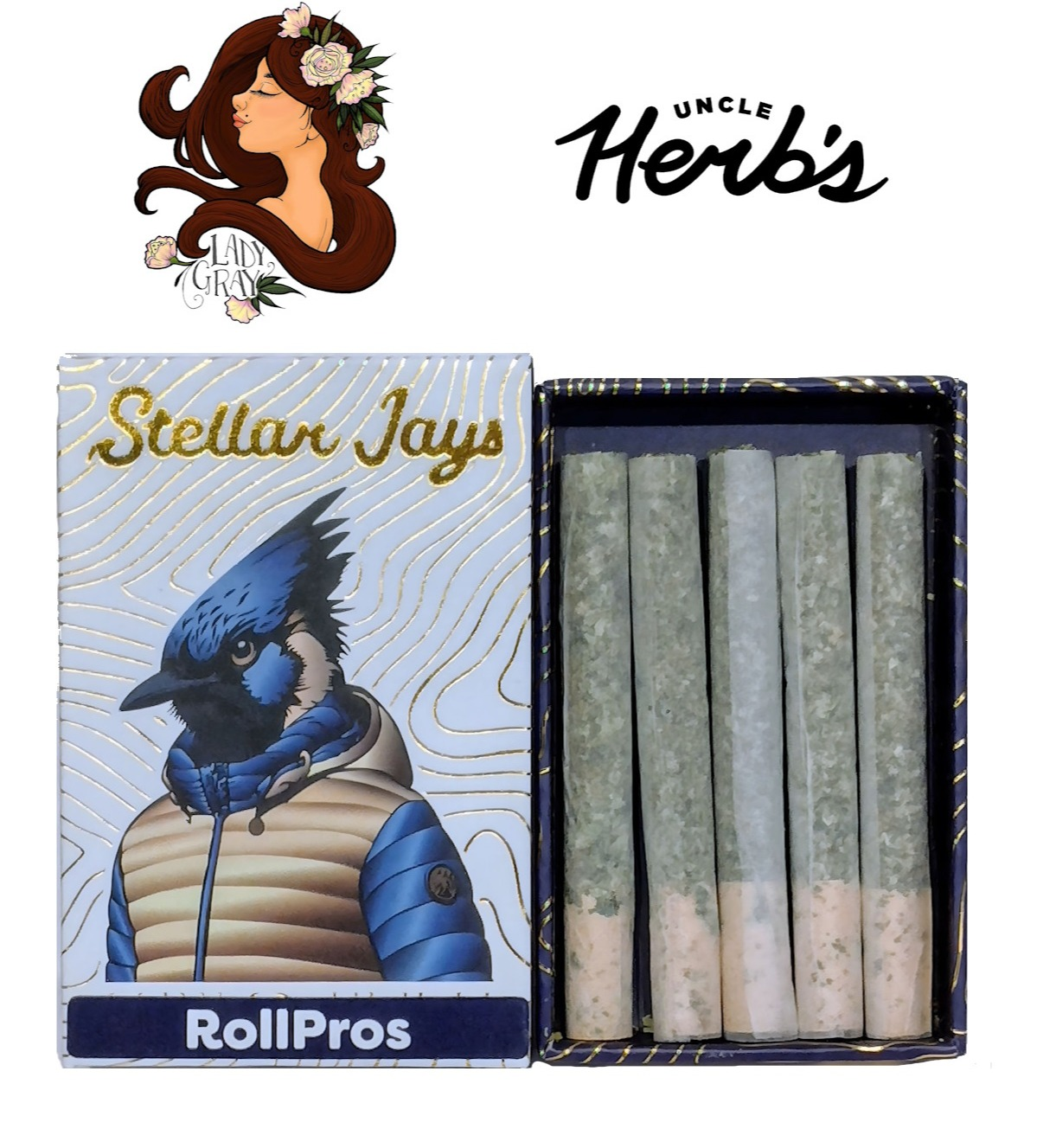Photograph of product: Wedding Cake RollPros Stellar Jay 5pk by Lady Gray Growing - 3.75g
