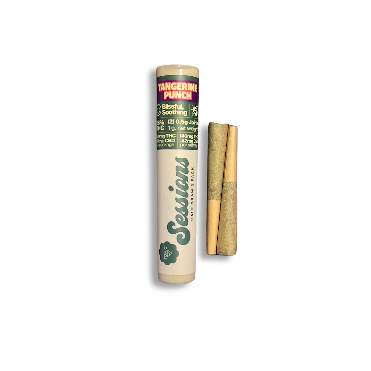 Photograph of product: Sessions- Tonic- Tangie Punch- 2pk Pre Rolls