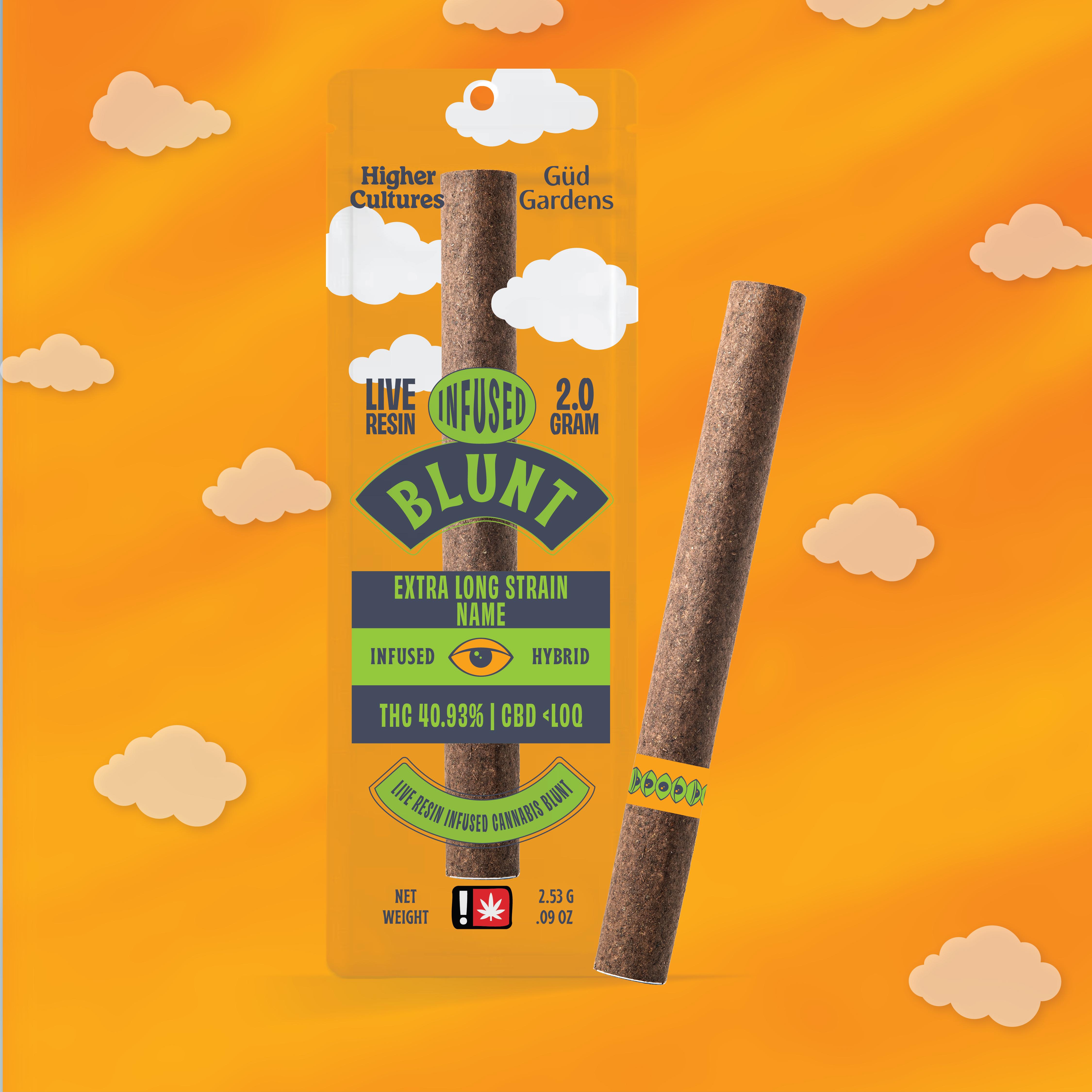 Photograph of product: Higher Cultures Live Resin Infused Blunt Bread n Budder