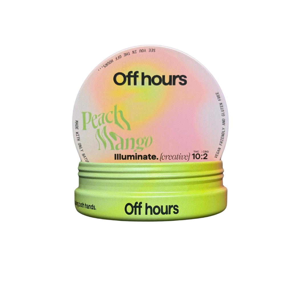 Photograph of product: Offhours Gummies Illuminate 10:2 Peach Mango 100mg