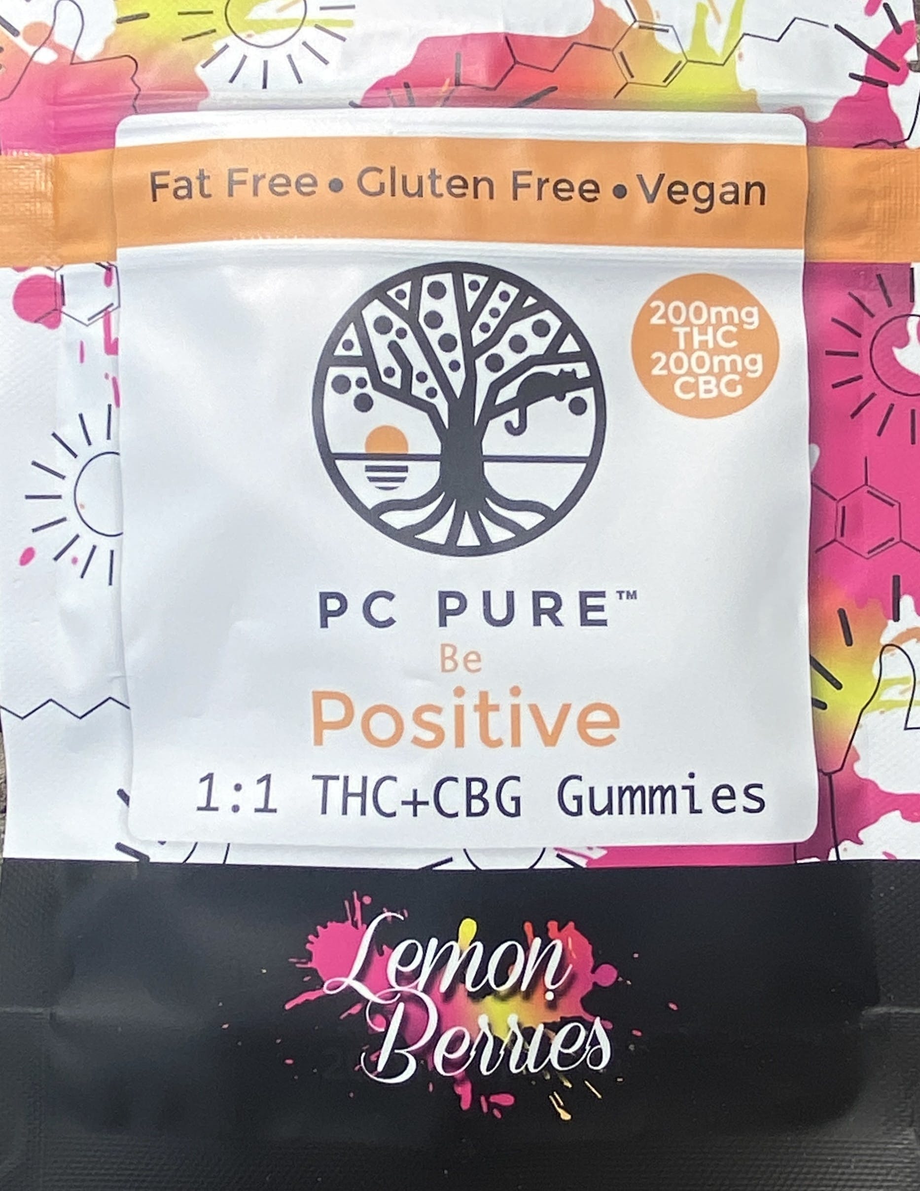 Photograph of product: PC Pure | 200mg 1:1 TH-oui:CBG Gummies | Lemon Berry