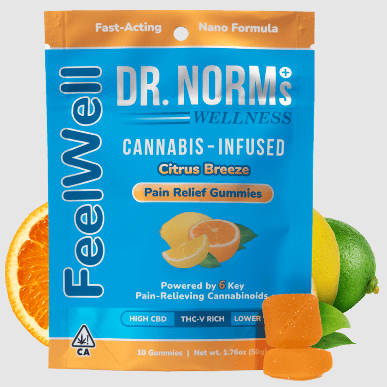 Photograph of product: Dr. Norm's Feelwell Citrus Breeze Nano gummies 100mg