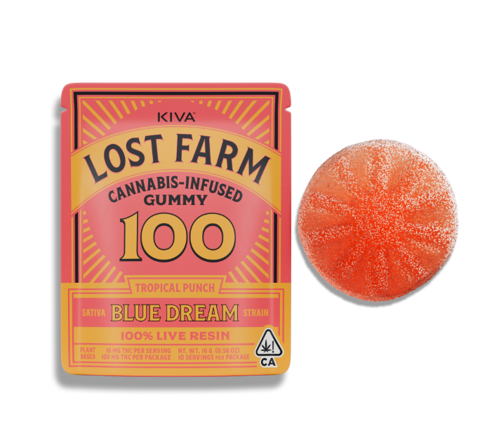 Photograph of product: Tropical Punch x Blue Dream [S] | 100MG SINGLE Live Resin Gummy | Lost Farms