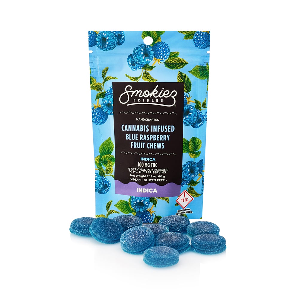Photograph of product: Smokiez Blue Raspberry (I) 10pk(TH-oui:100 CBD:10)
