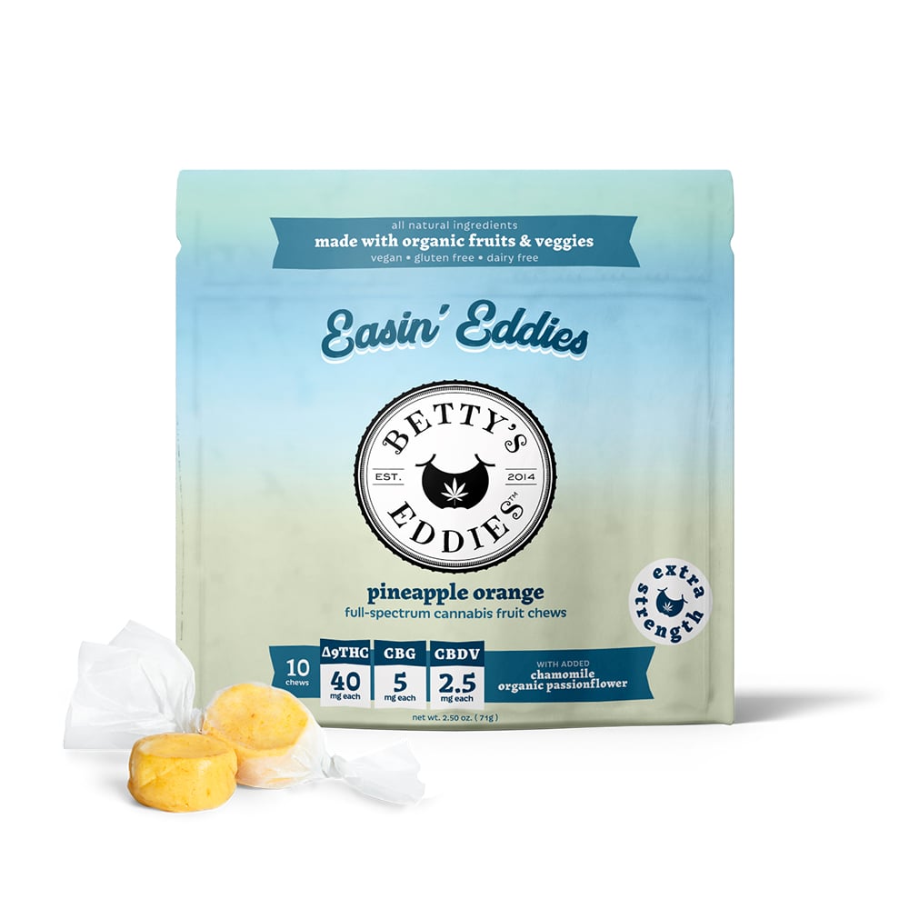Photograph of product: Pineapple Orange 4:2:1 Chews [10mg TH-oui: 5mg CBG: 2.5mg CBDV]