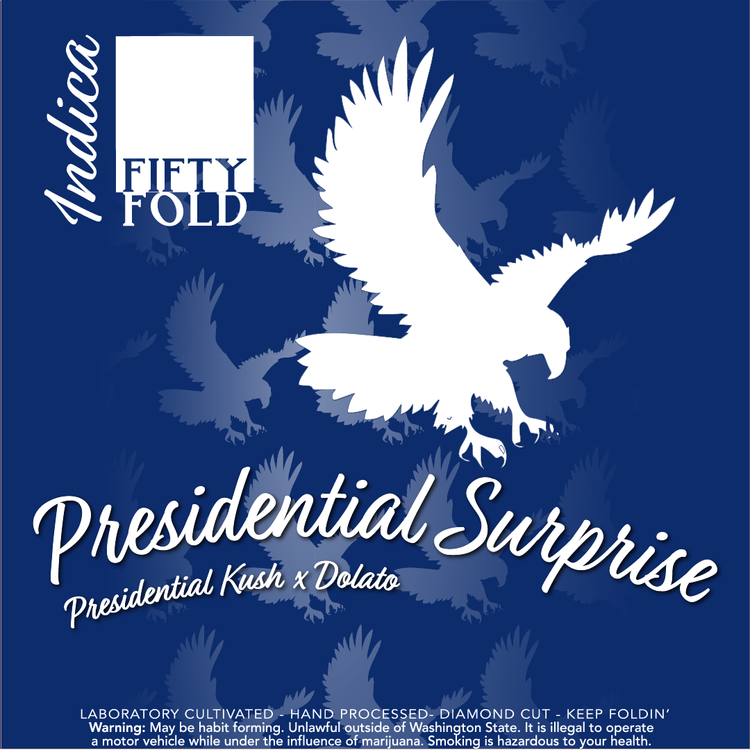 Photograph of product: Fifty Fold Presidential Surprise Flower Oui'd 3.5g