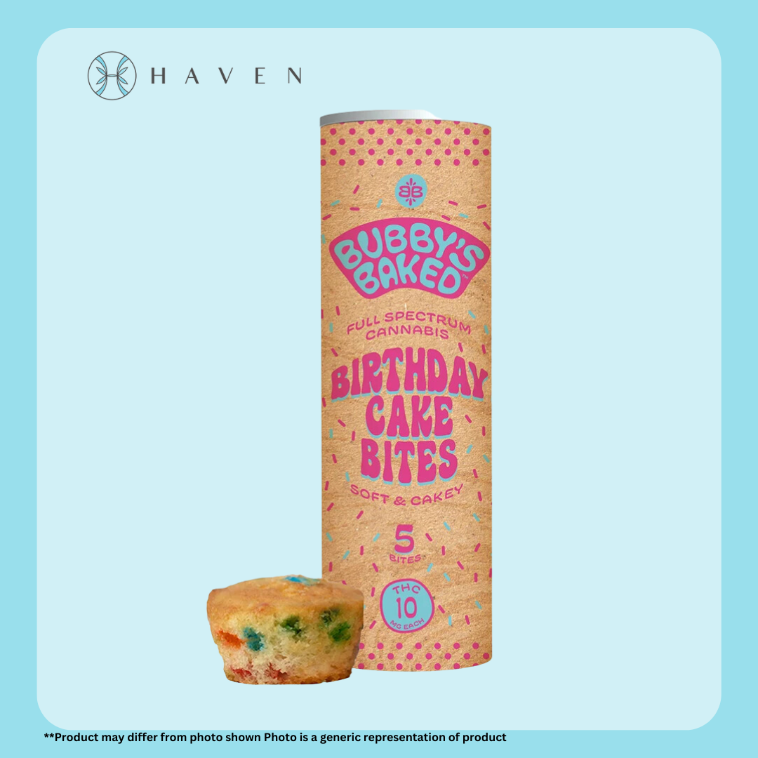 Photograph of product: 10mg Bubby's Birthday Cake Bites (5pk) | Bubby's Baked