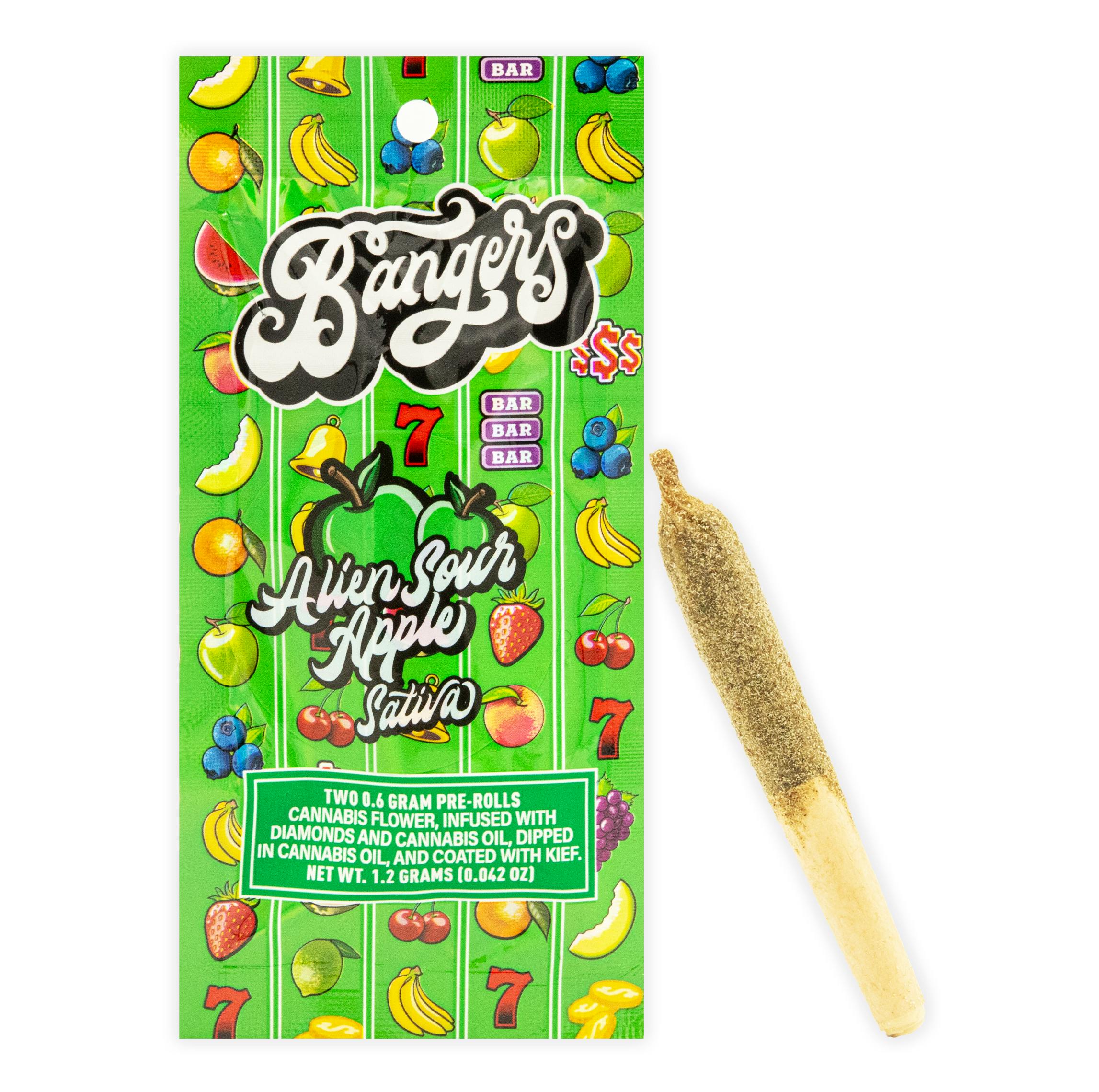 Photograph of product: ALIEN SOUR APPLE INFUSED PRE-ROLL 2PK [1.2G]