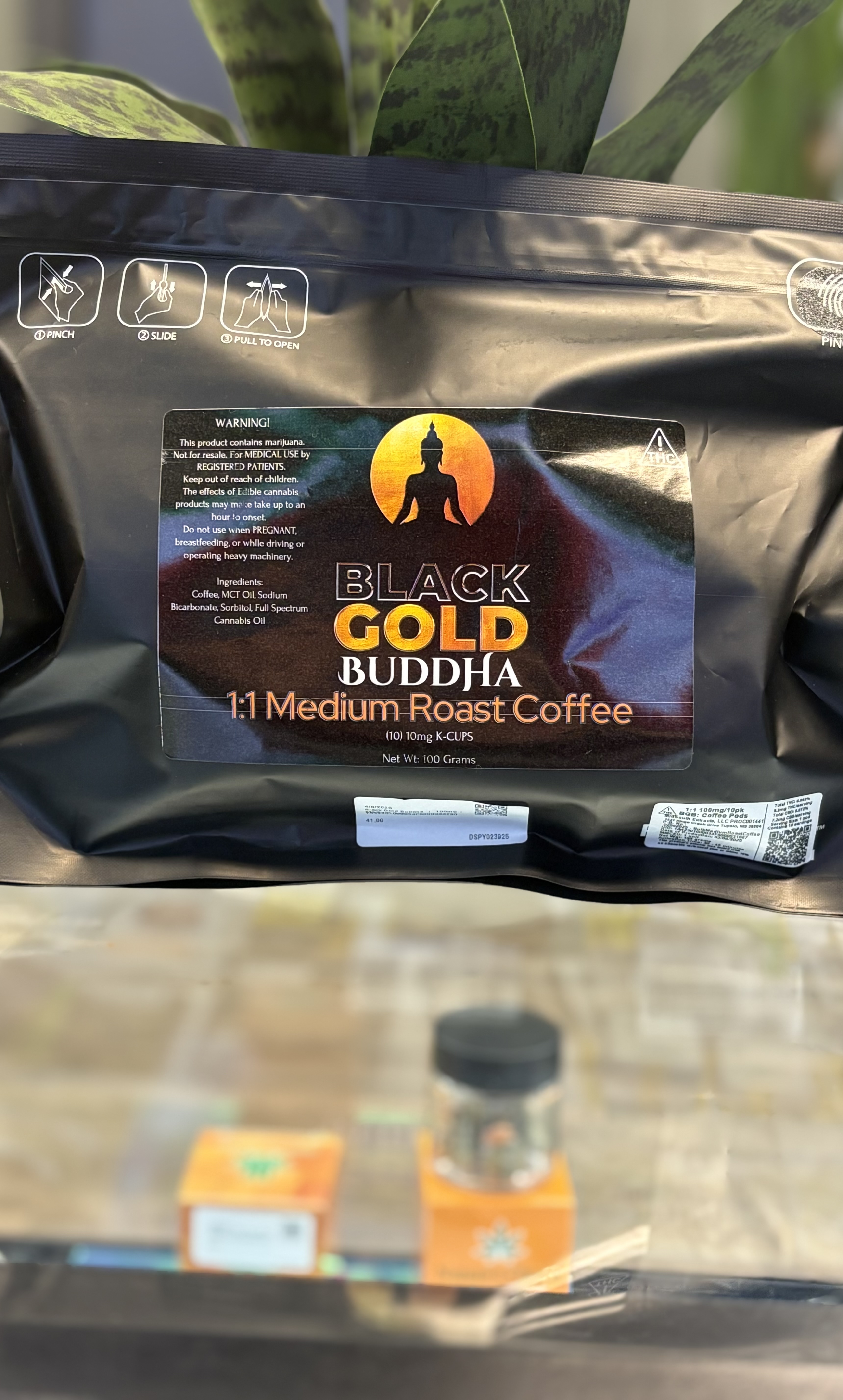 Photograph of product: Black Gold Buddha  |  100mg |  Medium Roast