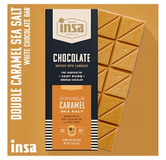 Photograph of product: INSA | Double Caramel Sea Salt Chocolate Bar | 20 Pieces