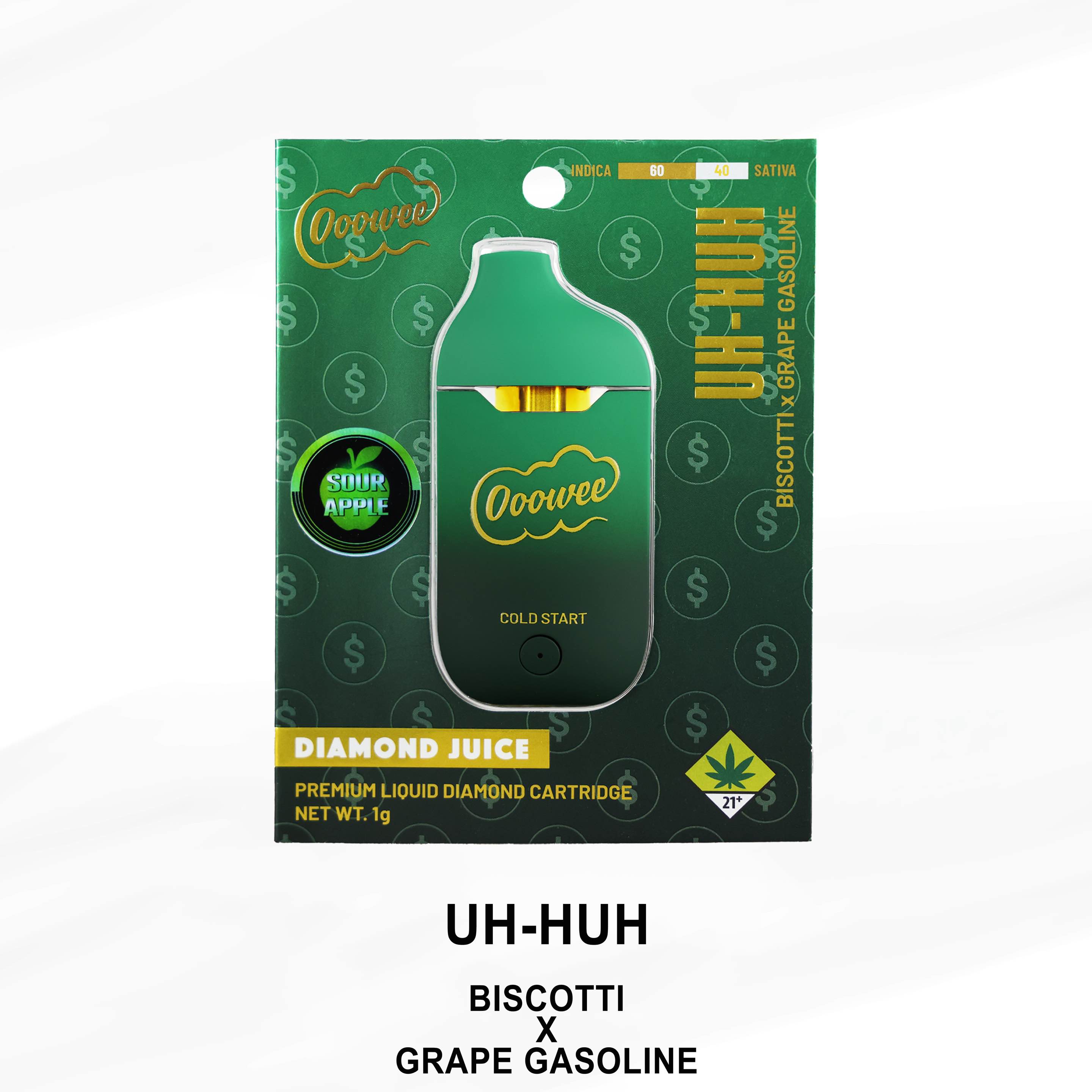 Photograph of product: Uh-Huh (Sour Apple) Liquid Diamond Disposable | 1g