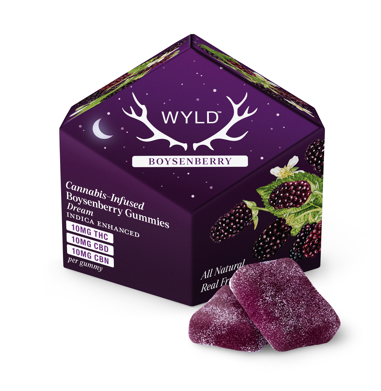 Photograph of product: Wyld | Boysenberry | 1:1:1 TH-oui:CBD:CBN | 100mg