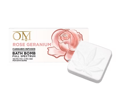 Photograph of product: OM Rose Geranium Full Spectrum Bath Bomb 100mg