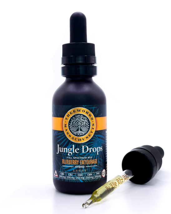 Photograph of product: Treeworks - Jungle Drops 1:1:1:1 Blueberry Entourage Tincture (200mg TH-oui) **1st Place Winner High Times Cup 2022 - Tinctures**