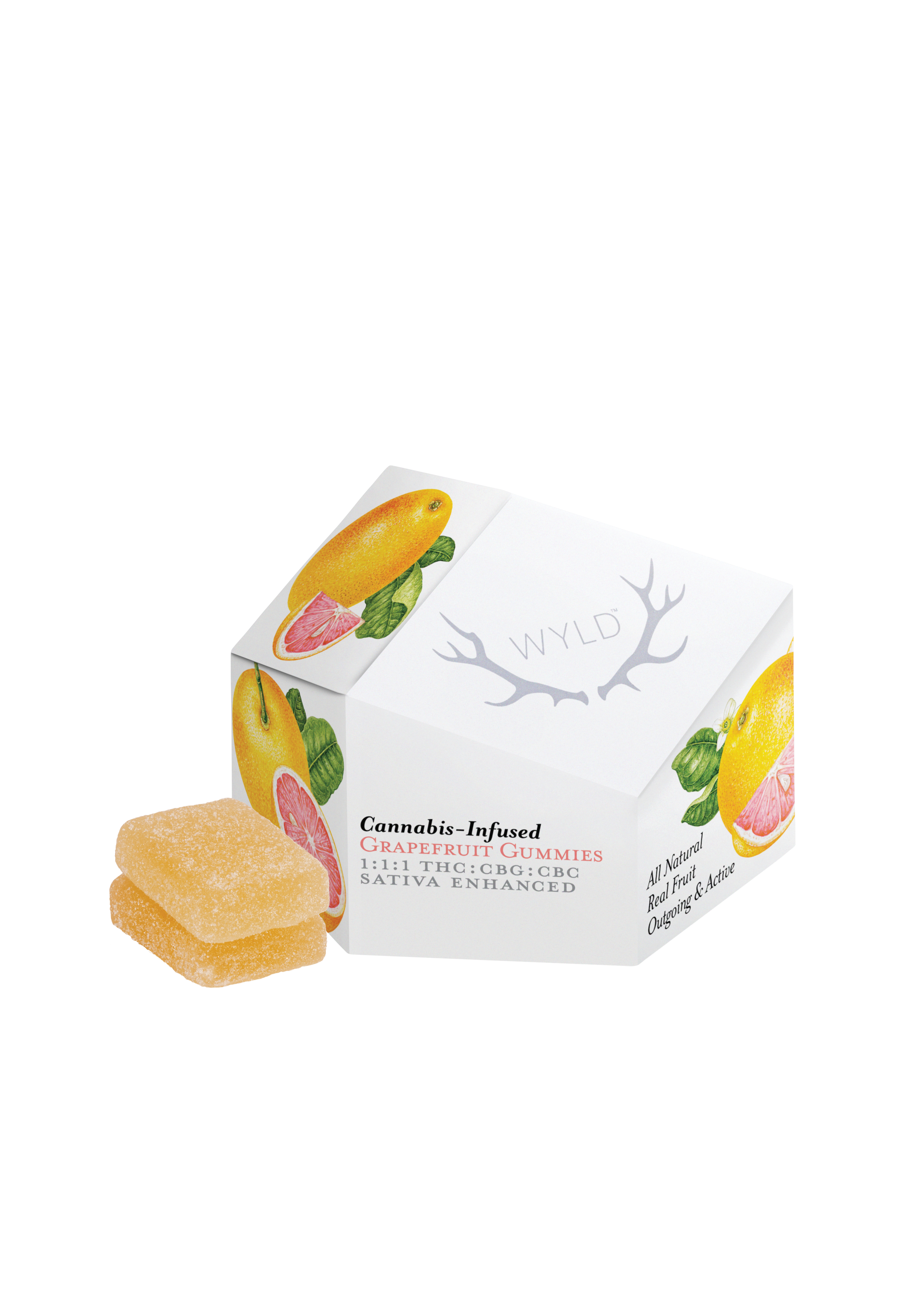 Photograph of product: Wyld Grapefruit 1:1:1 Thc/Cbg/Cbc Gummies