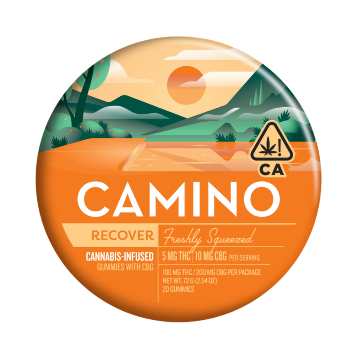 Photograph of product: CAMINO Infused Gummies Freshly Squeezed 20ct Tin 100mg