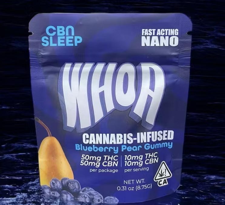 Photograph of product: WHOA Blueberry Pear 1:1 TH-oui:CBN Sleep Gummy 100mg