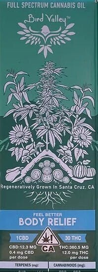 Photograph of product: Bird Valley FSO Tinctures | Feel Better Body Relief