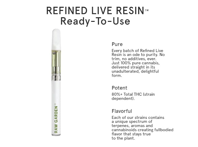 Photograph of product: Inferno OG RLR Disposable 1g - Raw Garden - Inferno OG RLR Disposable 1g