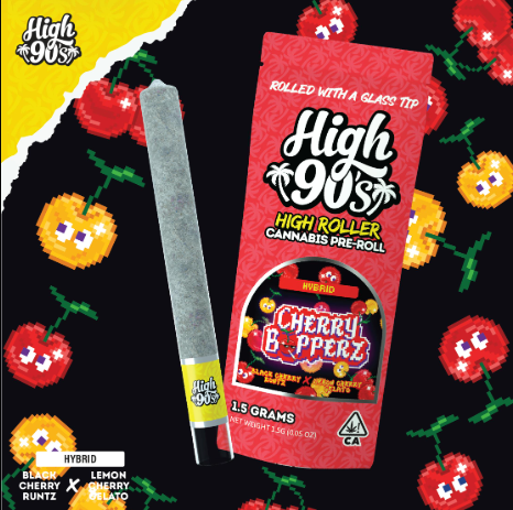 Photograph of product: CHERRY BOPPERZ 1.5G HIGH ROLLER PREROLL